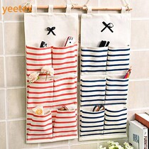 Environmental protection hemp cloth containing hanging bag hanging wall upper sundries finishing bag suspended wardrobe hanging pocket student storage bag cloth art