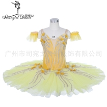 Childrens yellow ballet group performance performance gauze dress TUTU skirt adult custom professional ballet dress