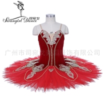 Ballet Variations Nutcracker Team Performance Competition Ballet TUTU Skirt Red Gold Costumes