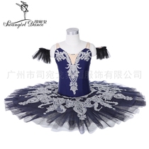 Professional ballet table performance competition TUTU skirt dark blue sequined puffy dress custom childrens adult ballet