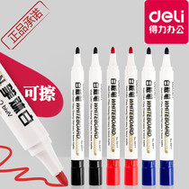 Del Whiteboard Pen Erasable 6817 Pen Thick Head Pen Water-based Teaching Office Conference Blue and Red Black Board Writing Pen