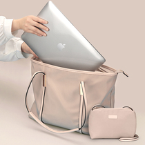 Computer bag 14-inch womens shoulder portable notebook New suitable for Apple Xiaomi 13 3 Huawei 15 6-inch iPad bag good-looking large-capacity simple fashion shockproof canvas commuter tote bag