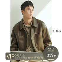 Autumn new simulation sheepskin PU leather clothing mens spring and autumn casual retro short motorcycle leather jacket mens jacket