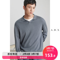 2021 autumn wool lapel long sleeve polo shirt men loose casual versatile men Spring and Autumn thin sweater