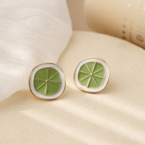 Japan-ROK fresh lemon ear nail small crowddesign Sensation Temperament Earrings Green with Mosquito Coil Dish Without Earhole Ear Clip