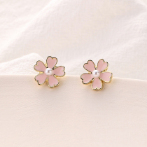 Teenage Girl Cherry Blossom Earcule Ear Clip Without Earbuts Cuddly Woman Cute Day Ensemble 2020 New Tide Cute And Small Sweet Earrings