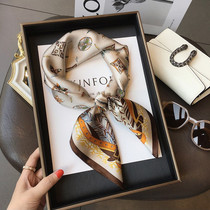 New 70 small square scarf silk scarf retro three-dimensional letter printing silk scarf professional wear scarf simulation silk scarf