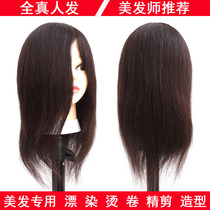 Full true hair head model hairdressing model head doll head barber shop apprentice practice can be hot dye drift blow cut shape roll stick