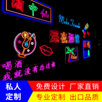 Neon glowing words customized LED lamps decorated in Background wall Bar shape lamp network red billboard sign