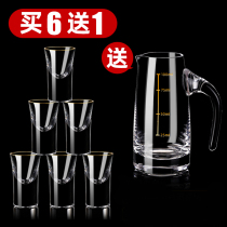 Creative crystal glass white wine cup Gold Cup bullet Cup 6 Cup 1 cup Cup with wooden frame glass set