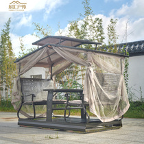 Outdoor cast aluminum swing Villa outdoor garden balcony hanging chair small yard aluminum alloy four power courtyard rocking chair