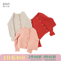RICESKY CHILDREN COMBED COTTON PULPIT STRIP SWEATER WOOLEN SWEATER SWEATSHIRT MALE GIRL FULL COTTON LOOSE NEEDLE WEASELWEAR
