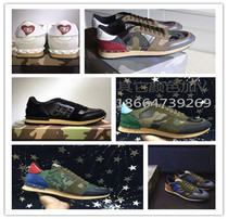 European Station 20 new mens shoes camouflage rivets sneakers leather casual color matching four seasons running shoes lovers shoes tide