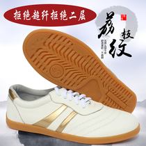 Qiao Shang Taiji shoes Womens spring and autumn leather soft beef tendon martial arts shoes mens breathable Tai Chi training shoes