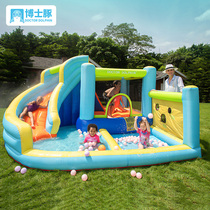 Dr. Dolphin Spray Water Inflatable Castle Childrens Amusement Park Indoor and Outdoor Slide Park Trampoline Jumping Bed with Guardian Net