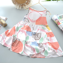 Summer Korean version of the girl artificial cotton sundress Childrens cotton loose princess dress Baby beach vacation cake dress