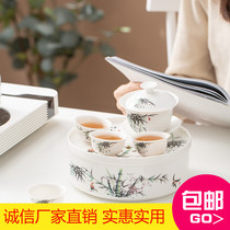 Travel tea set Portable bag set 7 inch ceramic tea tray cover bowl Chaoshan Gongfu tea cup custom gift logo