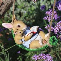 Outdoor garden resin swing mother and child lanyard rabbit