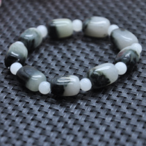 Nanyang Jade Dushan jade ice permeable black and white single jade bracelet hand string scattered beads men and womens style Yin and Yang blue and white bracelet