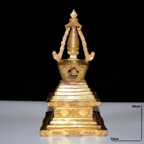 Full body Sheri Bao Yin Dharani Tower Indharata Nepal Bronze Gilt Tibetan Buddhism