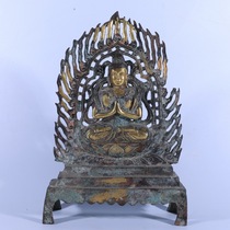 Buddha Statue burning lamp Buddha Nepal antique collection copper gilt