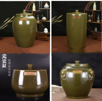 Jingdezhen ceramic rice jar with cover jar 30kg 50kg rice barrel rice storage box sealed rice jar insect proof moisture proof household