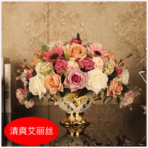 New Chinese European style American emulated flower living-room furnishing fake flower suit table flower pot flower tea table flower