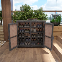 Outdoor rattan Balcony Shoes Cabinet Sun Protection Waterproof Patio Lockers Large Capacity Multilayer Outdoor Containing Finishing Cabinet