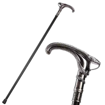 Italian British gentlemans cane silver snake head scepter civilized stick crutches elderly walking non-slip metal alloy