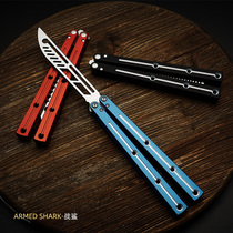 Sea monster sea monster one aluminum handle butterfly knife butterfly folding knife flower hand knife unopened blade butterfly comb knife