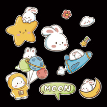 Helmet Rabbit Car Sticker Car Electric Motorcycle Cute Electric Bottle Car Decoration Stickers Personality Scratches Shelter Sticker