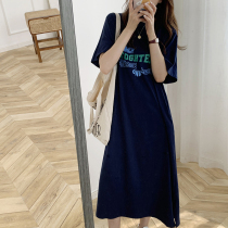 Pregnant woman summer dress large size loose medium long summer T-shirt dress tide hot mom fashion cotton summer skirt