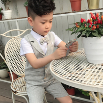Childrens small suit boy suit summer Korean wedding host suit baby piano table performance flower girl dress