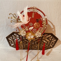 Bride wedding fan fan fan diy little red book Chinese wedding fan handheld wedding fan Phoenix Han clothing double lap