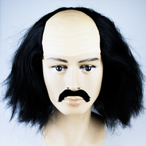 Adult children funny funny bald bald bald exaggerated sketch live props beggar wig male