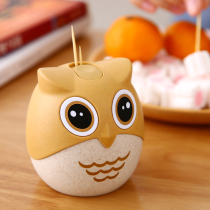 Cartoon owl toothpick tube cute personality creative automatic press toothpick box home living room dining room Portable