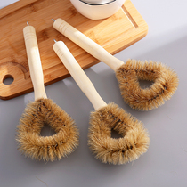 Kitchen long handle pan brush not stained with oil wash pan brush Home wood handle Brush pot Divine Cleaner Wash Brush Decontamination Brush Clear Brush