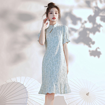 Missy ancient cheongsam 2021 new young Chinese style womens small womens summer dress