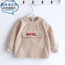 Baby gown autumn and winter waterproof anti-dressing men and women children big pocket corduroy cotton dressing kindergarten clothing