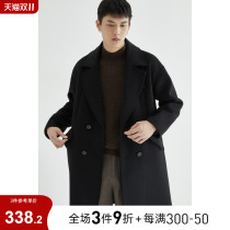 w2x winter double-breasted woolen coat mens mid-length thickened windbreaker loose profile nizi coat tide