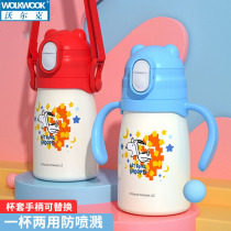 Childrens thermos cup stainless steel with straws kettle primary school childrens kindergarten portable learning cup water Cup