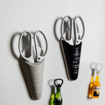 Wooden Nordic style household creative refrigerator sticker decoration Magnetic magnet scissors hanging storage box gadget