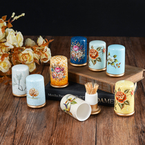 European style toothpick cylinder ceramic toothpick cans boxed jewelry dining table living room modern creative luxury Chinese home furnishings