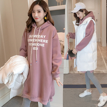 Large size maternity coat autumn and winter suit fashion plus velvet vests foreign style waistcoat long winter coat