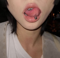  Satans child titanium steel tongue stud basic double ball tongue stud tongue ring hypoallergenic puncture jewelry