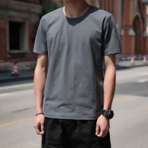 Summer tide brand thin round neck short-sleeved t-shirt mens Korean slim solid color base shirt wild casual half-sleeve tee tide