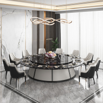 Hotel Electric Rock Plate Table Large Round Table New Chinese Marble Hall Brief Automatic Turntable Hotpot Table and chairs