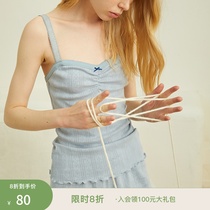 Dooduo Cocoa Spring Summer Pyjamas Woman Thin cotton lace knit bottom harness vest Home Home Clothing