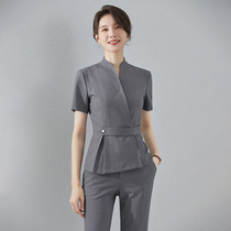 Seluya 2023 Summer Short Sleeve Suite Female Career Fashion Hotel Workwear Front Desk Sales Women Manager Worksuit