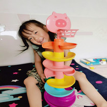 Childrens puzzle stacking track rolling ball roller ball slippery ball tower baby fun early education transfer Music 1-3 years old toys